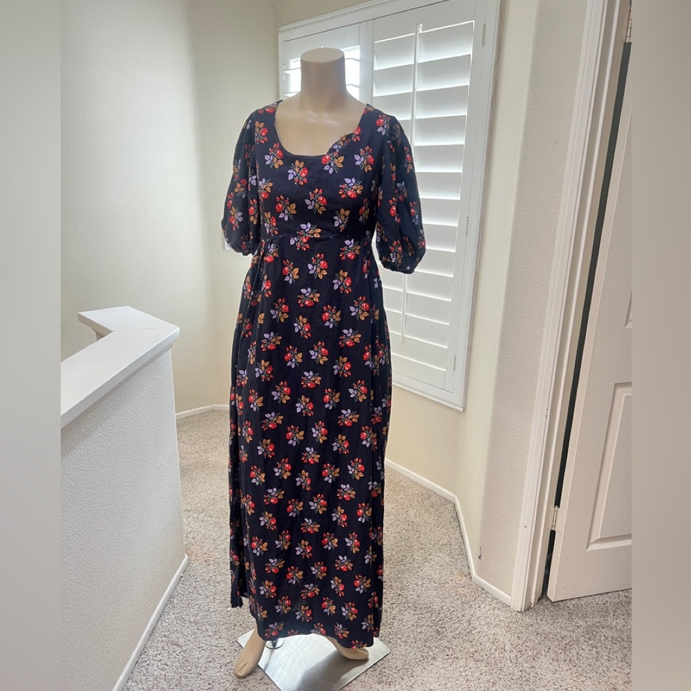 Vintage‎ ditsy floral prairie cottagecore long puff sleeves cotton dress size 6